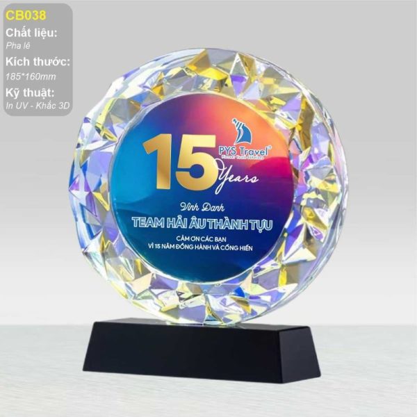 Kỷ niệm chương pha lê xuất sắc hologram đa sắc