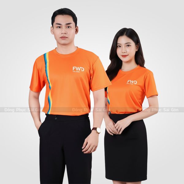 Đồng phục cổ tròn màu cam