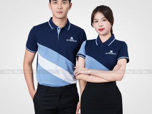 Áo Đồng Phục Doanh Nghiệp- Xanh đen phối xanh biển - trắng