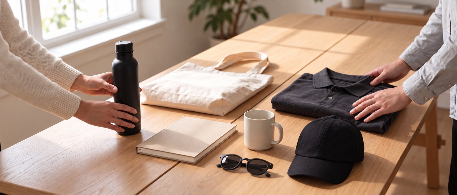 Bộ quà tặng doanh nghiệp: bình, túi tote, áo polo, mũ, cốc, sổ, kính